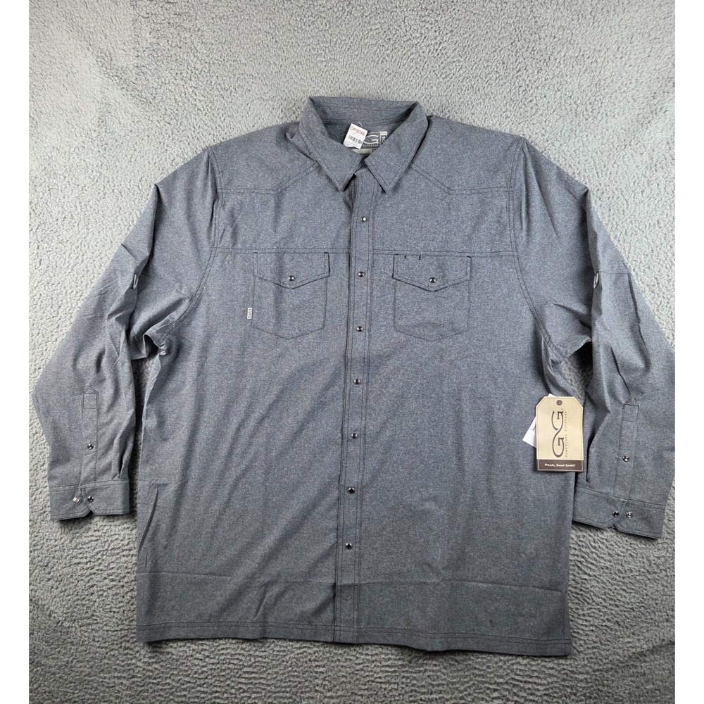GameGuard Pearl Snap Shirt Mens 3XL Gray Long Sleeve Western MicroTek Ventilate